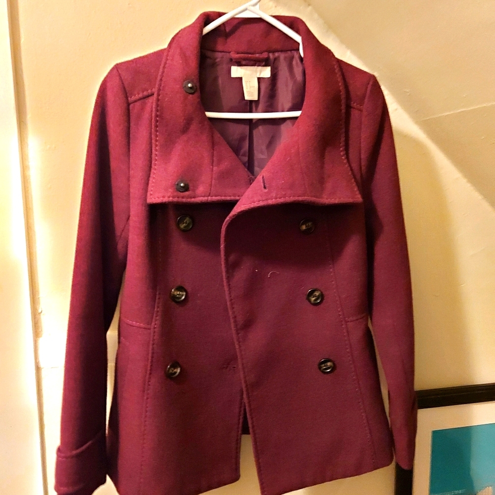 H&M size 4 Burgundy Peacoat